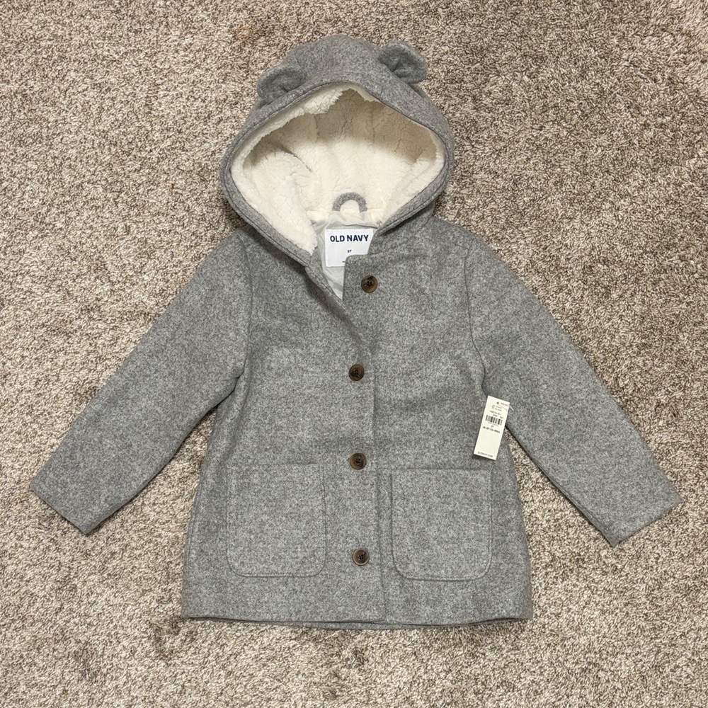 BRAND NEW Old Navy Gray Hooded Jacket with Bear Ears